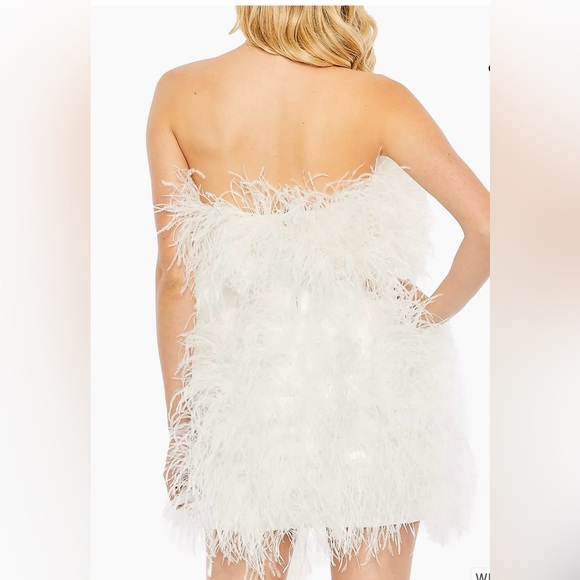 NWT MacDuggal Feather Strapless Statement Mini Dress w Satin Sash - - Picture 8 of 11